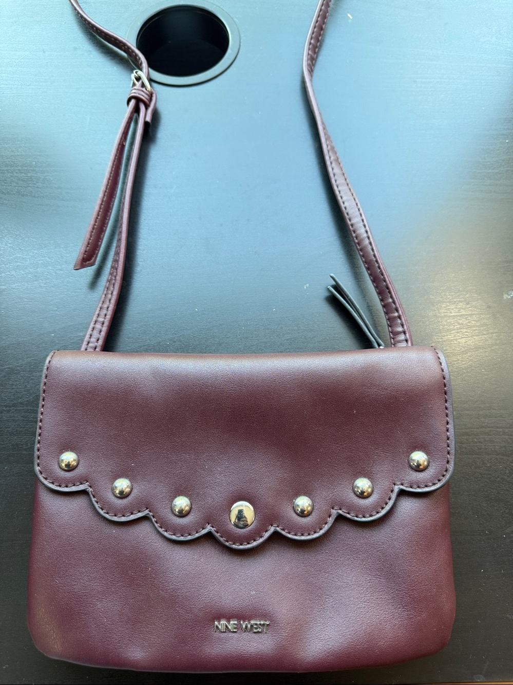 Nine West Plum Scalloped Stud Crossbody Bag - Picture 11 of 11